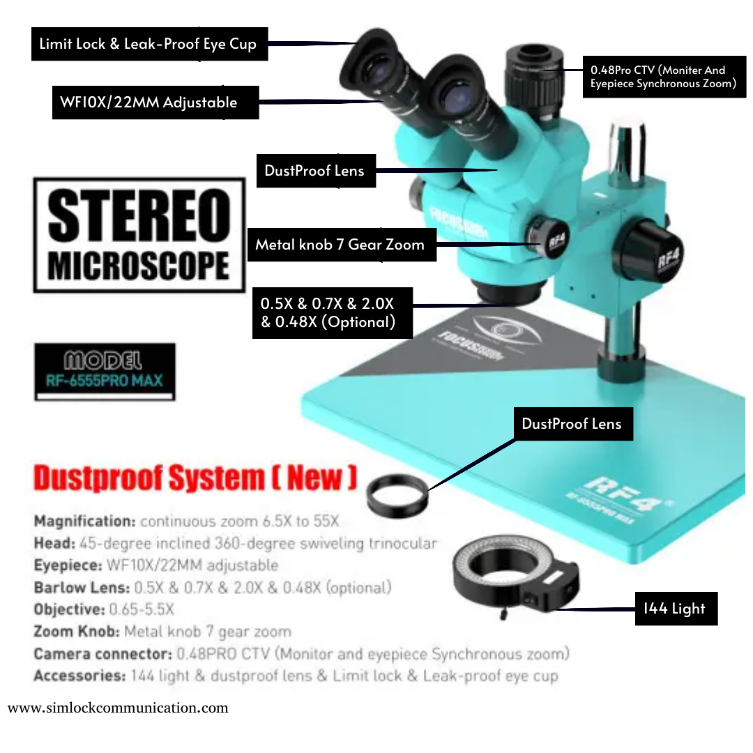 RF6555Pro Max 6.5-55X Synchronous Zoom Trinocular Stereo